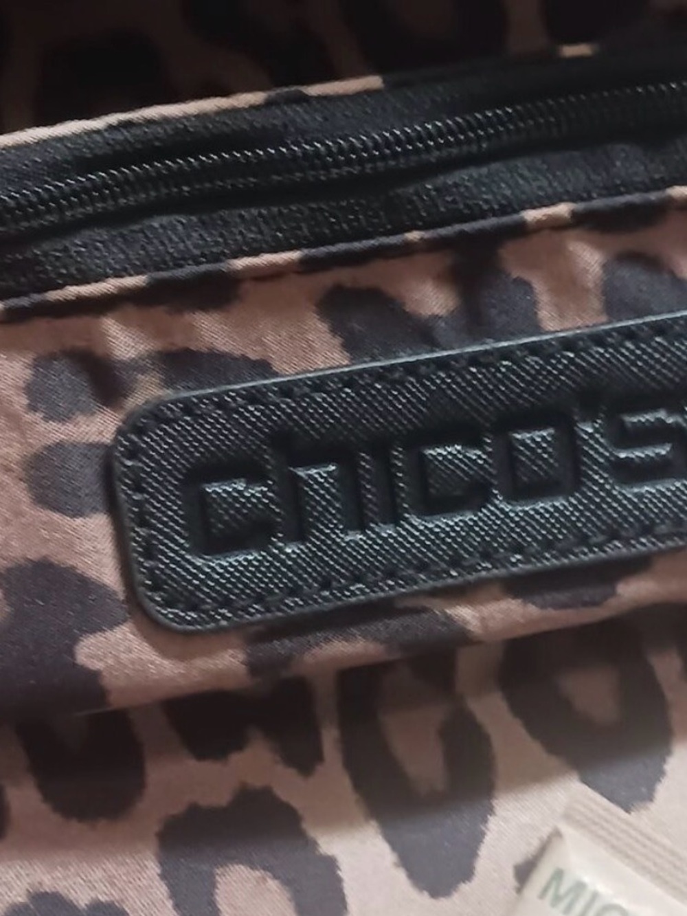 Chico's Black with Leopard Print Lining Travel Bag